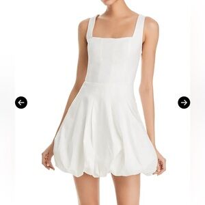 AQUA White Sleeveless Mini Dress Square Neck Party Cocktail Scalloped‎ Hem